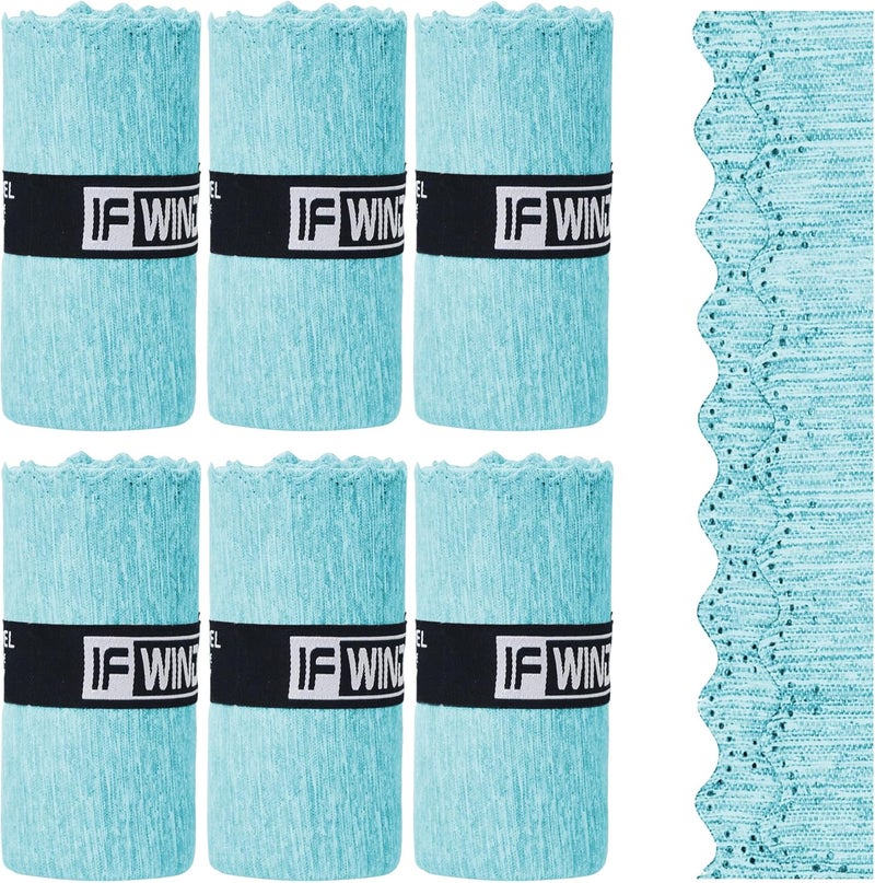 IFWIND 6 Pack Microfiber Gym Towels for Working Out - Fast Drying Sports Accessories, Men & Women (Blue - Lace Edge, 31" x 15.5") - Image 1